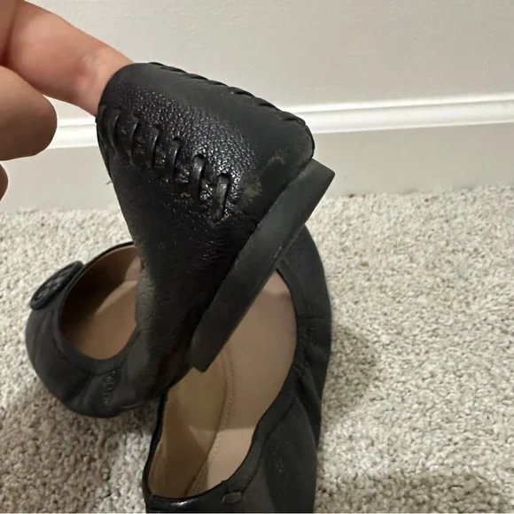 Tory Burch Allie Elasticized Slip On Ballets Flats Leather Black Size 8.5 - Picture 6 of 7